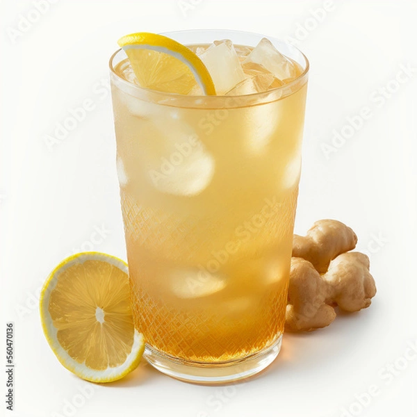 Obraz Ginger Lemonade on a White Background