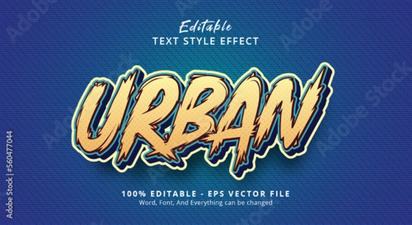 Fototapeta Yellow Urban Youth text on urban comic style effect, editable text effect