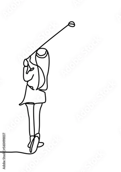Fototapeta One continuous line drawing - play Golf