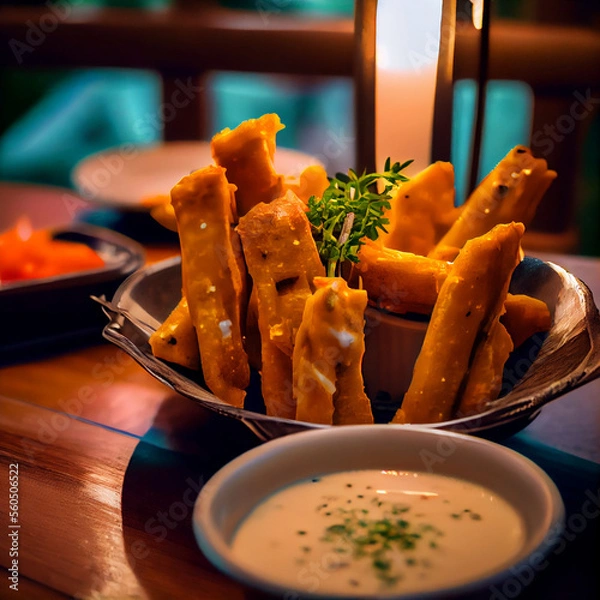 Fototapeta Cheese Sticks with a side of Ranch sauce generative ai 