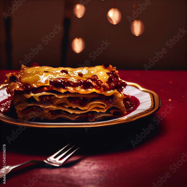 Fototapeta Lasagna on a Plate generative ai 