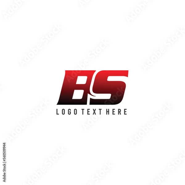 Fototapeta Gradient color BS initials letters logo, BS font, black and red gradient color initials, BS monogram, business logo, B, S, BS  