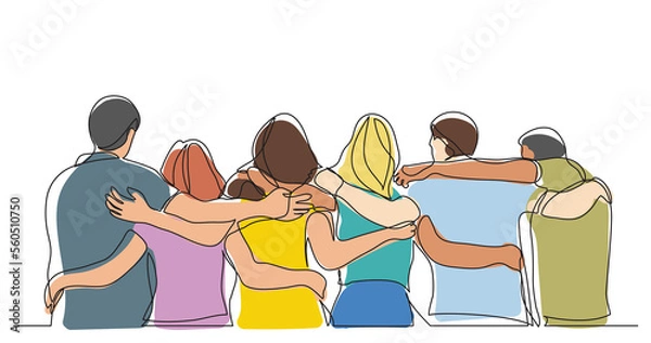 Obraz group of men and women standing together showing their friendship colored - PNG image with transparent background