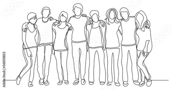 Fototapeta high school class of friends standing together - PNG image with transparent background