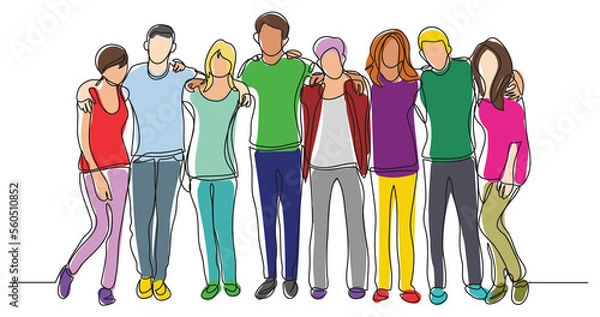 Obraz high school class of friends standing together colored - PNG image with transparent background