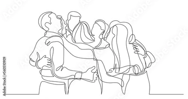 Obraz team members celebrating standing together as friends - PNG image with transparent background