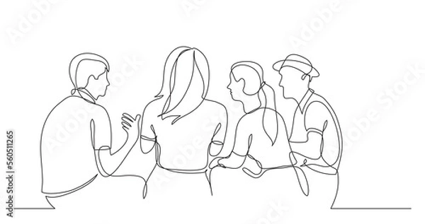 Obraz young friends sitting and talking together - PNG image with transparent background