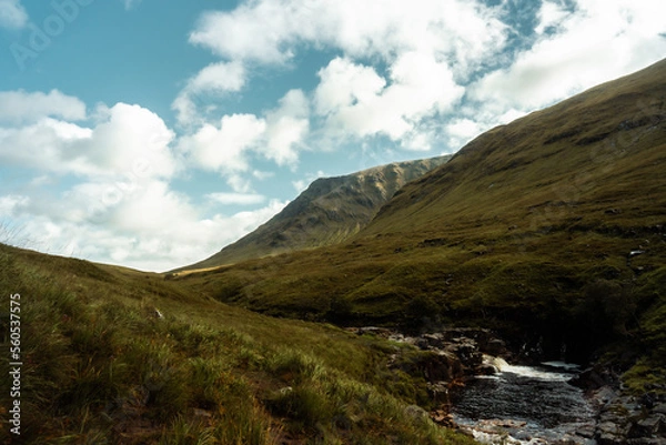 Fototapeta Beautiful mountain stream in Scotland. 