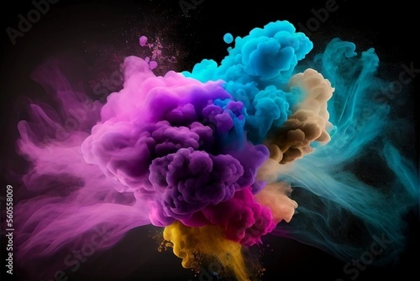 Fototapeta Multi colored artistic smoke wall paper on a black background
generative ai
