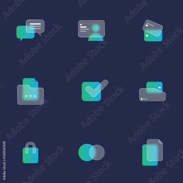 Obraz Vector illustration icon set business, banking, financial operations, management, statistics, Vector illustration icon set business, banking, financial operations, management, glassmorphism..