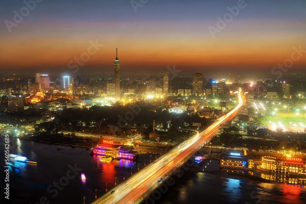 Obraz Cairo, Egypt at night taken in January 2022