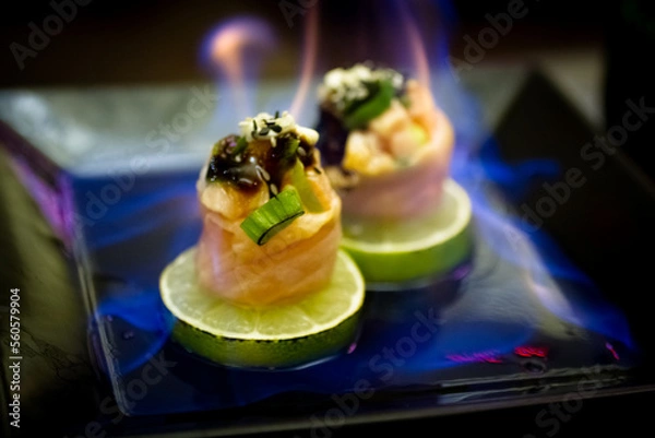 Obraz salmão, comida japonesa