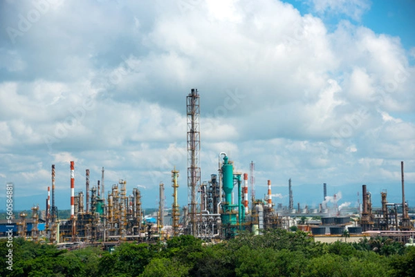 Obraz Oil refinery towers in the city of Barrancabermeja. Colombia.