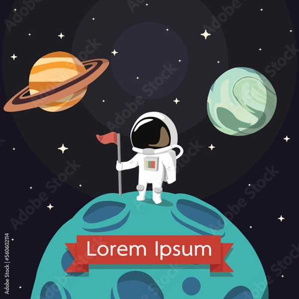 Fototapeta Astronaut in Space vector illustration. Cartoon style