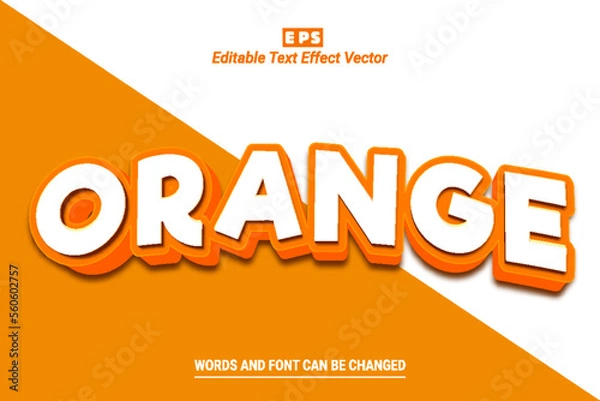 Fototapeta Orange 3d editable text effect vector template