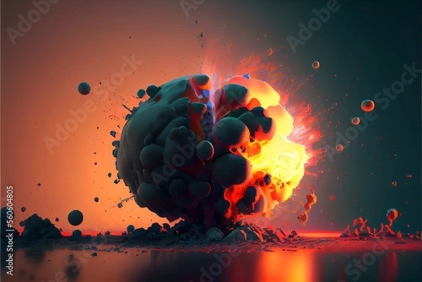 Fototapeta Gedankenexplosion created with Generative AI Technology