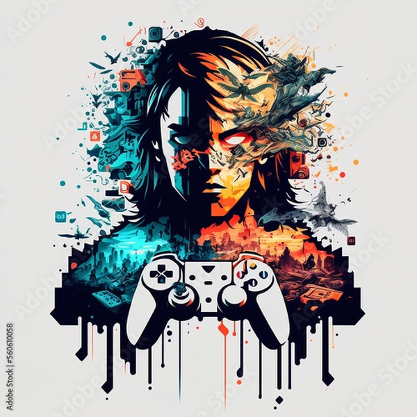 Fototapeta Video Game Technology Controller Vector Art AI Generated