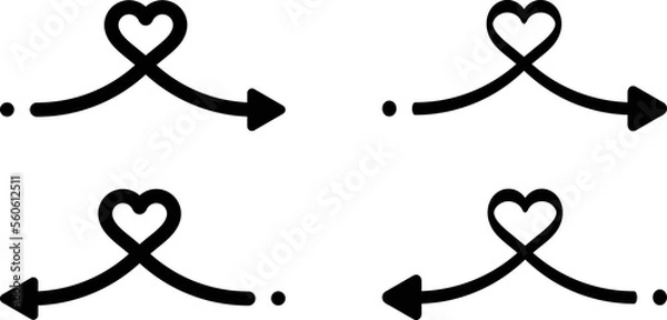 Obraz ハートの矢印　左右　黒