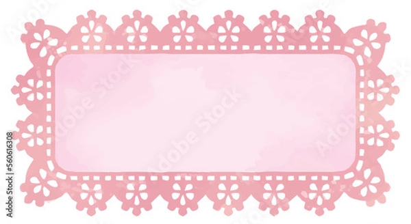 Fototapeta アンティークなレース風フレーム。水彩風、ベクター素材