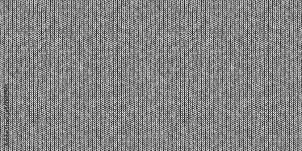 Obraz Seamless mottled light grey wool knit fabric background texture. Tileable monochrome greyscale knitted sweater, scarf or cozy winter socks pattern. Realistic woolen crochet textile craft 3D rendering.