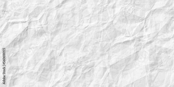 Fototapeta Seamless white crumpled paper background texture pattern. Tileable wrinkled high resolution arts and craft flat lay backdrop with copy space. Artistic abstract creative concept 3D rendering. .