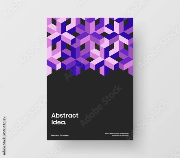 Fototapeta Unique geometric pattern catalog cover layout. Vivid poster A4 vector design template.