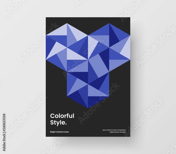 Fototapeta Abstract geometric hexagons banner illustration. Multicolored postcard A4 vector design layout.