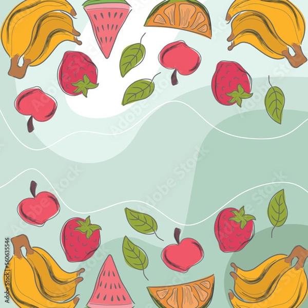 Fototapeta Healthy pattern fresh vegetable farm. Sketch style vector illustration.
