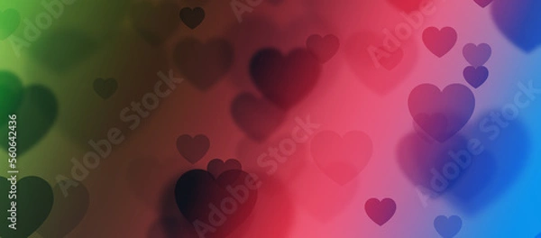 Obraz Abstract heart bokeh background.  Colorful bokeh.