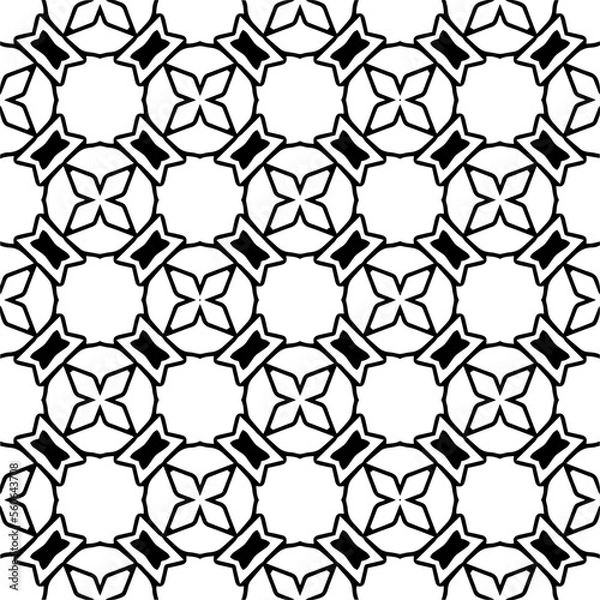 Fototapeta Vector pattern in geometric ornamental style. Black and white color.Seamless pattern.
