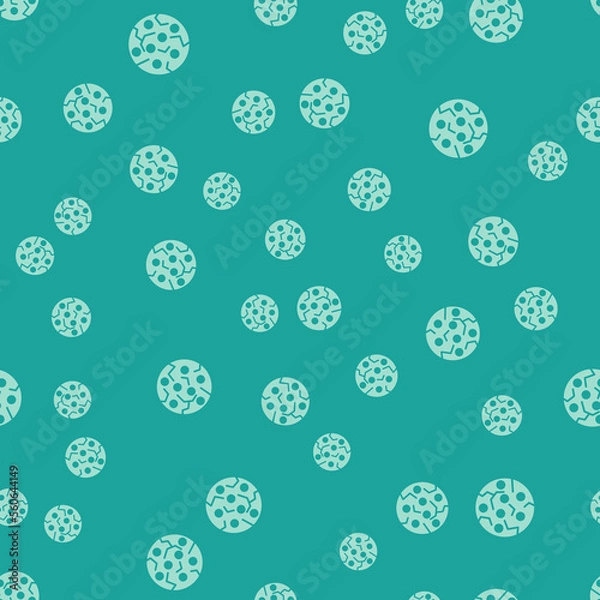 Fototapeta Green Cookie or biscuit with chocolate icon isolated seamless pattern on green background. Vector