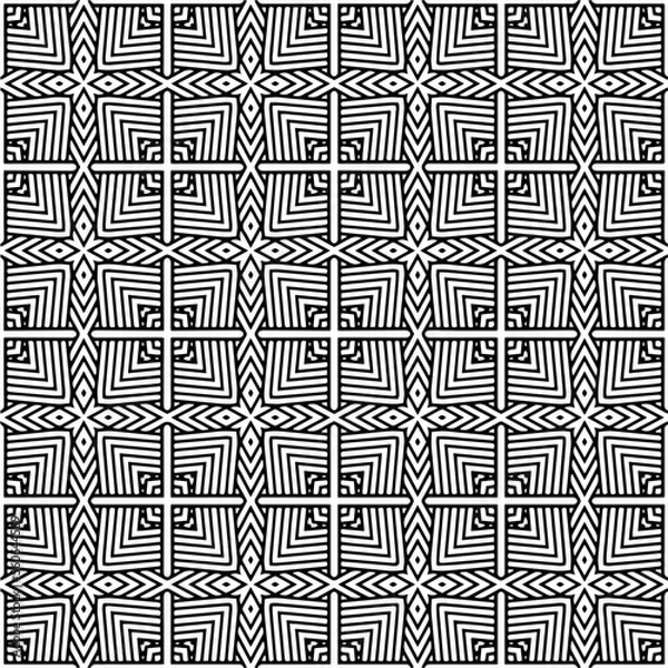 Fototapeta Vector pattern in geometric ornamental style. Black and white color.Seamless pattern.