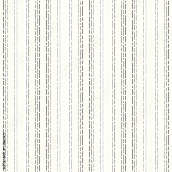 Obraz Line texture stripe background. Vector seamless repeat pattern of dashed vertical pinstripe in black and white.