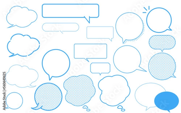 Fototapeta A set of speech bubbles with blue illustrations.