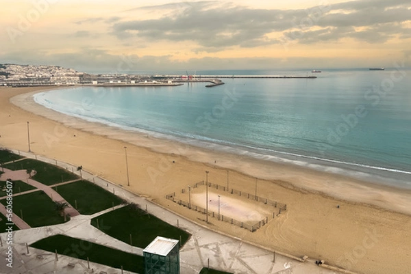 Fototapeta Empty soccer field on the beach