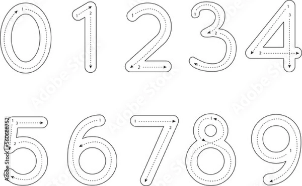 Obraz Learning numbers 1 to 10. Worksheet for preschool kids.