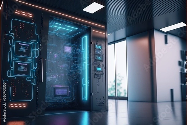 Fototapeta Digital illustration about technology and house.