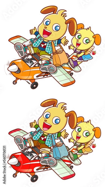 Fototapeta イヌ,キャラクター ,秋,遊覧飛行,ふたり