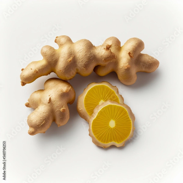 Fototapeta Ginger Root on a White Background