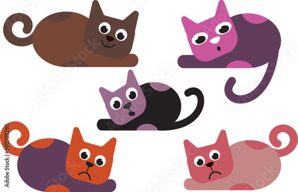 Fototapeta A set of different cats. Vector file for designs.