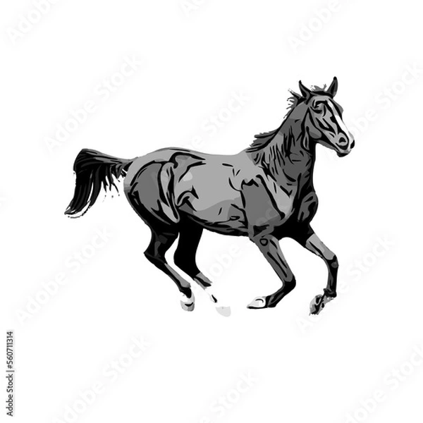 Obraz black and white sketch of a horse with a transparent background