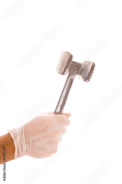 Obraz butcher hammer on hand