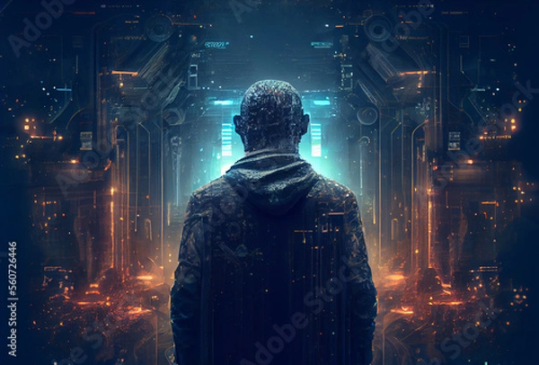Fototapeta Technology background concept art Generative AI illustration