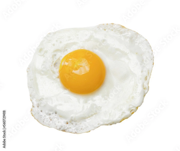 Obraz fried egg and yolk isolated on transparent layered background.