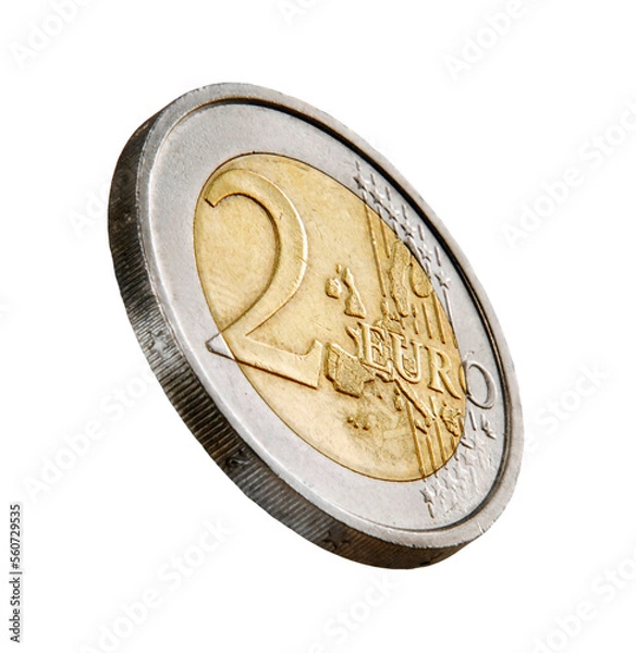 Obraz two euros coin isolated on transparent layered background.