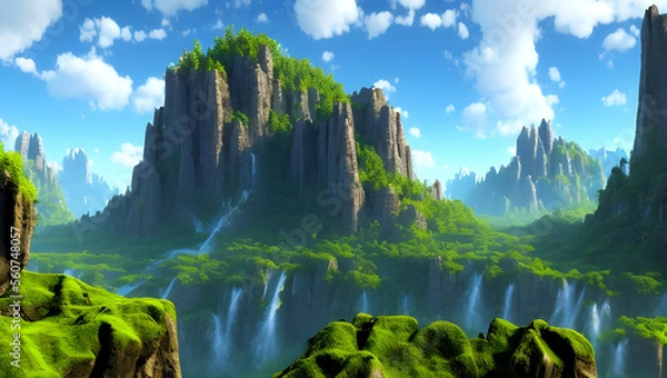 Obraz 美しき山奥の秘境　ファンタジー　風景