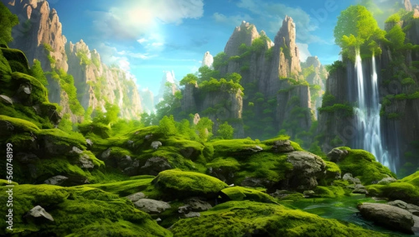 Obraz 美しき山奥の秘境　ファンタジー　風景