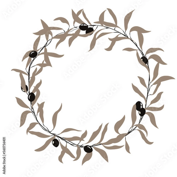 Fototapeta olive branch frame of  leaves on PNG White transparent background wallpaper background. Stock vector illustration 01