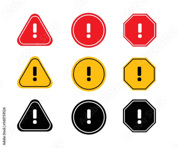 Fototapeta exclamation warning mark sign set of icons