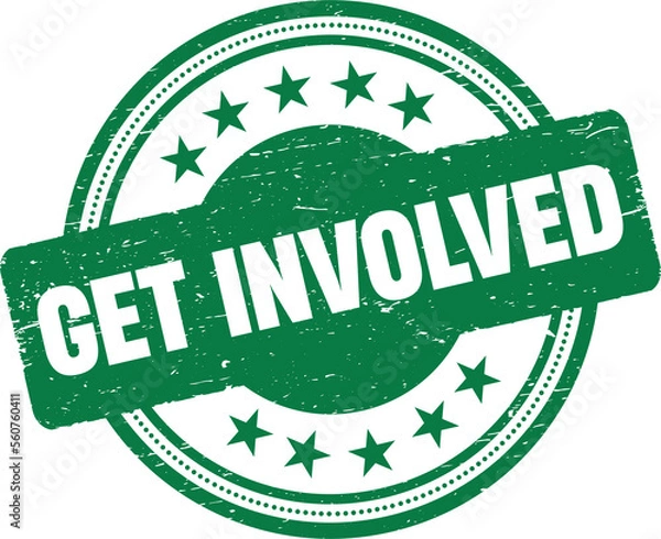 Obraz Get Involved grunge rubber stamp vector illustration.